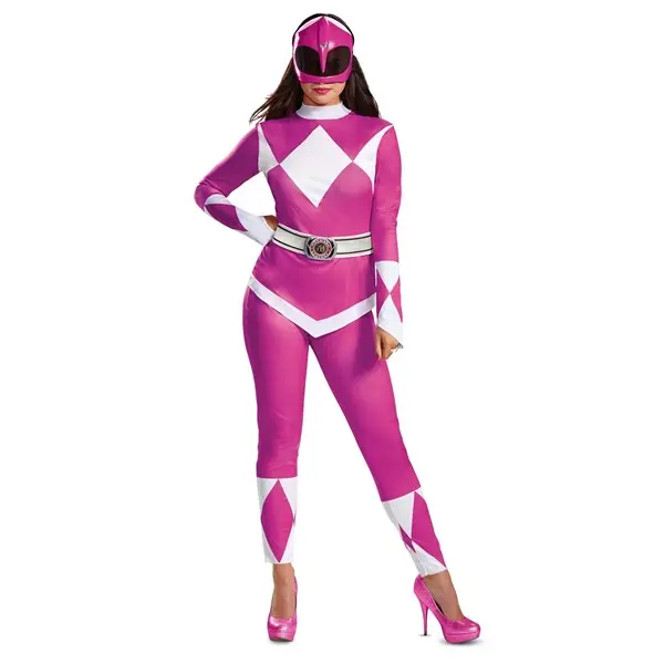 HalloweenCostumes Women's Power Rangers Pink Ranger Costume - Polyester Fabric, Leggings, Belt with Buckle, Adjustable Strap