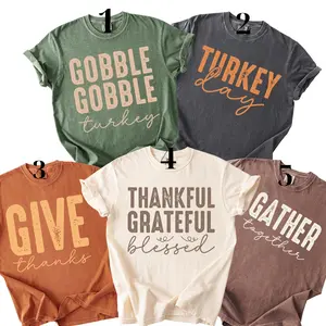 Comfort Colors Custom Thanksgiving Funny Tee, Thankful Grateful Blessed Tee, Gobble Gobble Turkey Shirt, Give Thanks, Gather Together, Turkey Day Fall Thanksgiving Outfit