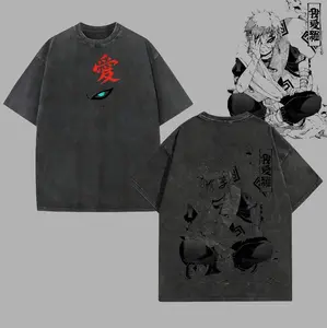 Gaara - Naruto Anime Double Printed Vintage Washed Tee Unisex Oversize Anime Manga Washed Heavyweight Cotton T-shirt, Gift For Anime Fan