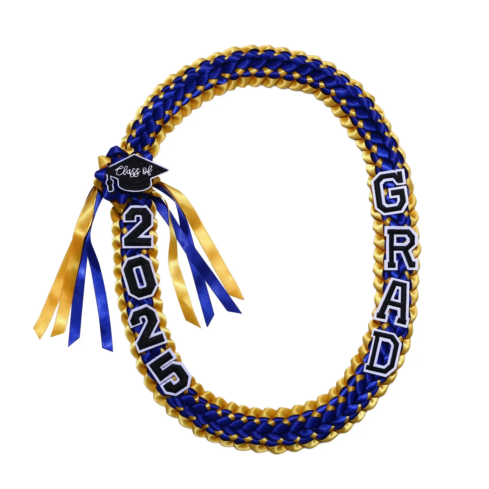 OIDEA 2025 Graduation Lei, Handmade Colorful Letter Double Braid Ribbon Jewelry for Seniors, 47.24in Unisex Congrats Gift with 10 Pins, Colorful Letter Necklace, Handmade Jewelry, Double Braids, Includes Pins, Durable Ribbon, Memorable Gift Option