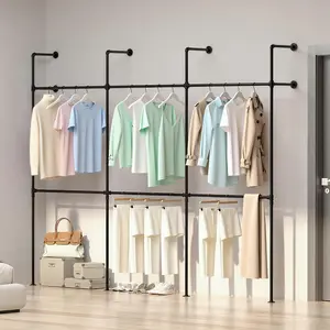 Industrial Pipe Clothing Rack - 500 Lbs Capacity, Wall Mounted Clothes Rack, Heavy Duty Walk in Closet Systems, Multi-Purpose Hanging Rod for Retail Display