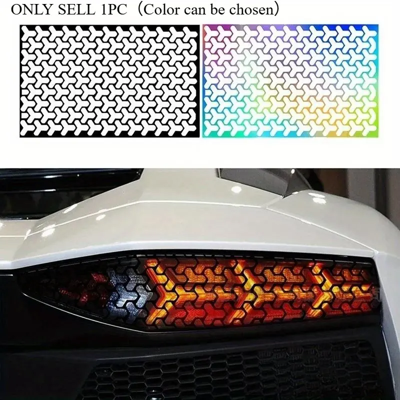 1PC Tuning Enthusiast Exclusive Honeycomb Grid Light Tint, Suitable for Car Tail Light/Motorcycle Light/Luggage Bag/Laptop, Dual-Color Grid Decal, Automotive Decals, Inject "Hardcore Tuning Enthusiast" Exclusive Identity into Your Gear