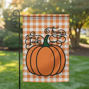 Subtle F*ck Trump Autumn Pumpkin Garden Flag: Liberal Fall Decor, Outdoor Banner, Harvest Home Decoration, Thanksgiving Garden Sign