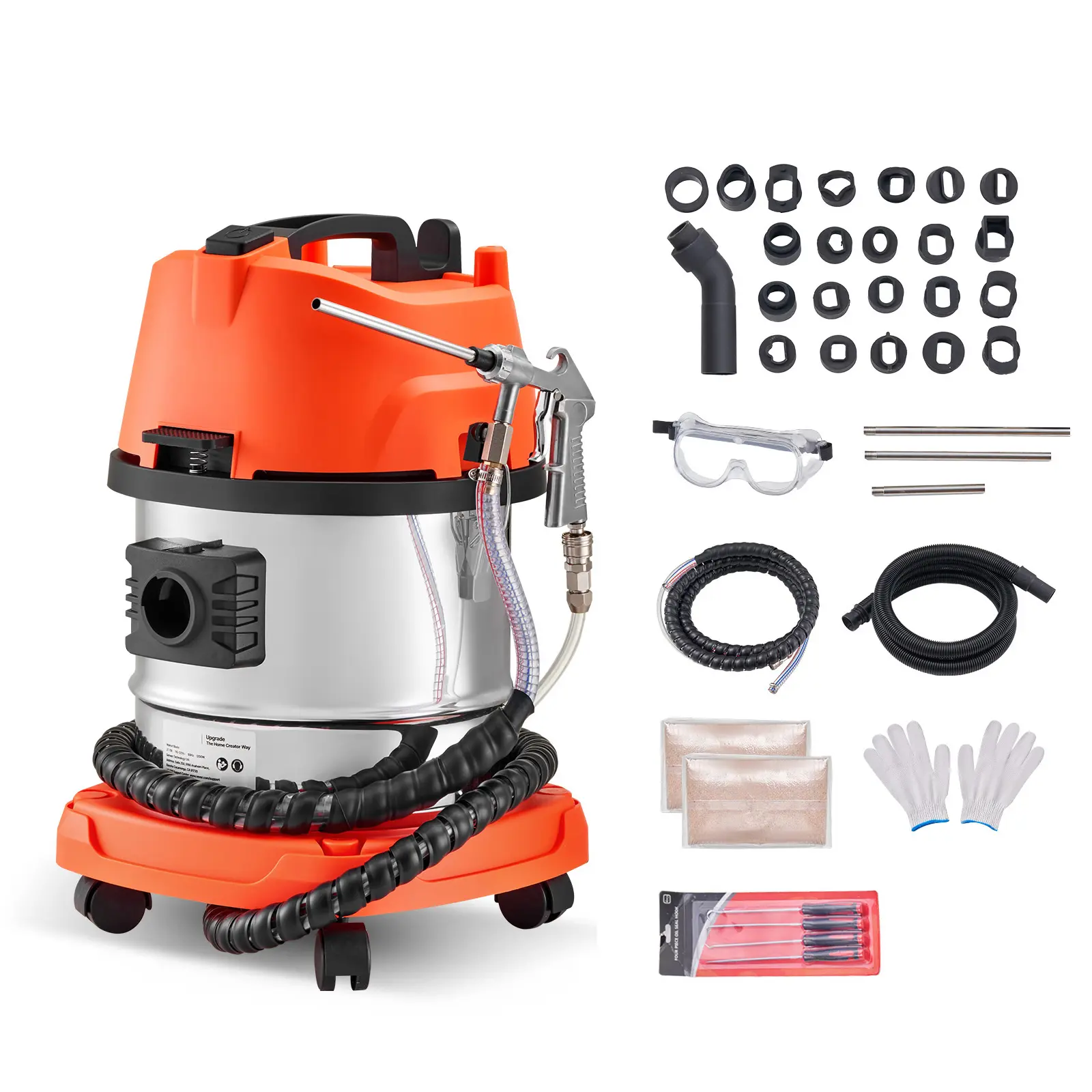 Walnut Blaster Kit for Carbon Cleaning, 1200W Sand Blaster with Built-in Vacuum, Extension Nozzle Sandblaster Gun, and 5.5lbs Walnut Shell for Engine Intake Valve Cleaning - 13L