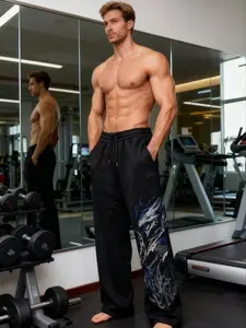 Men's Gothic Skull Print Loose Sweatpants, Street Style Drawstring Joggers, Comfortable and Stylish Casual Pocket Pants for All Seasons Activewear