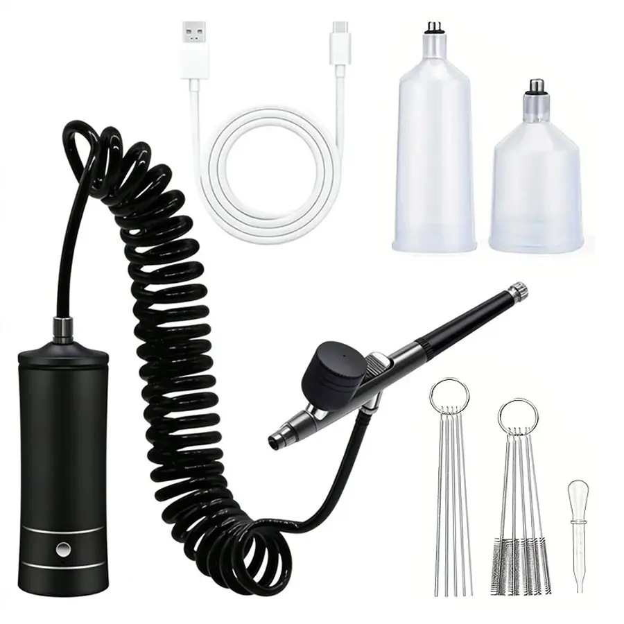 Airbrush Tool Kit, Cordless Airbrush Gun Kit with Compressor, Rechargeable Handheld Airbrush Kit, Portable Mini Airbrush Makeup Machine Kit, for Facial Beauty, Barber, Nail Art,Makeup, Model Painting