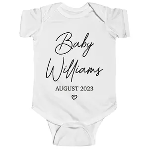 Custom Announcement Baby Onesie - Personalized Name and Year Bodysuit - Coming Soon Onesie - Baby Announcement Onesie