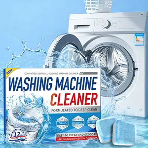 Washing Machine Cleaner Descaler 12 Pack - Deep Cleaning Tablets For HE Front Loader & Top Load Washer, Septic Safe Eco-Friendly Deodorizer, Clean Inside Drum And Laundry Tub Seal - 12 Month Supply Multifunction Strong Deodorization