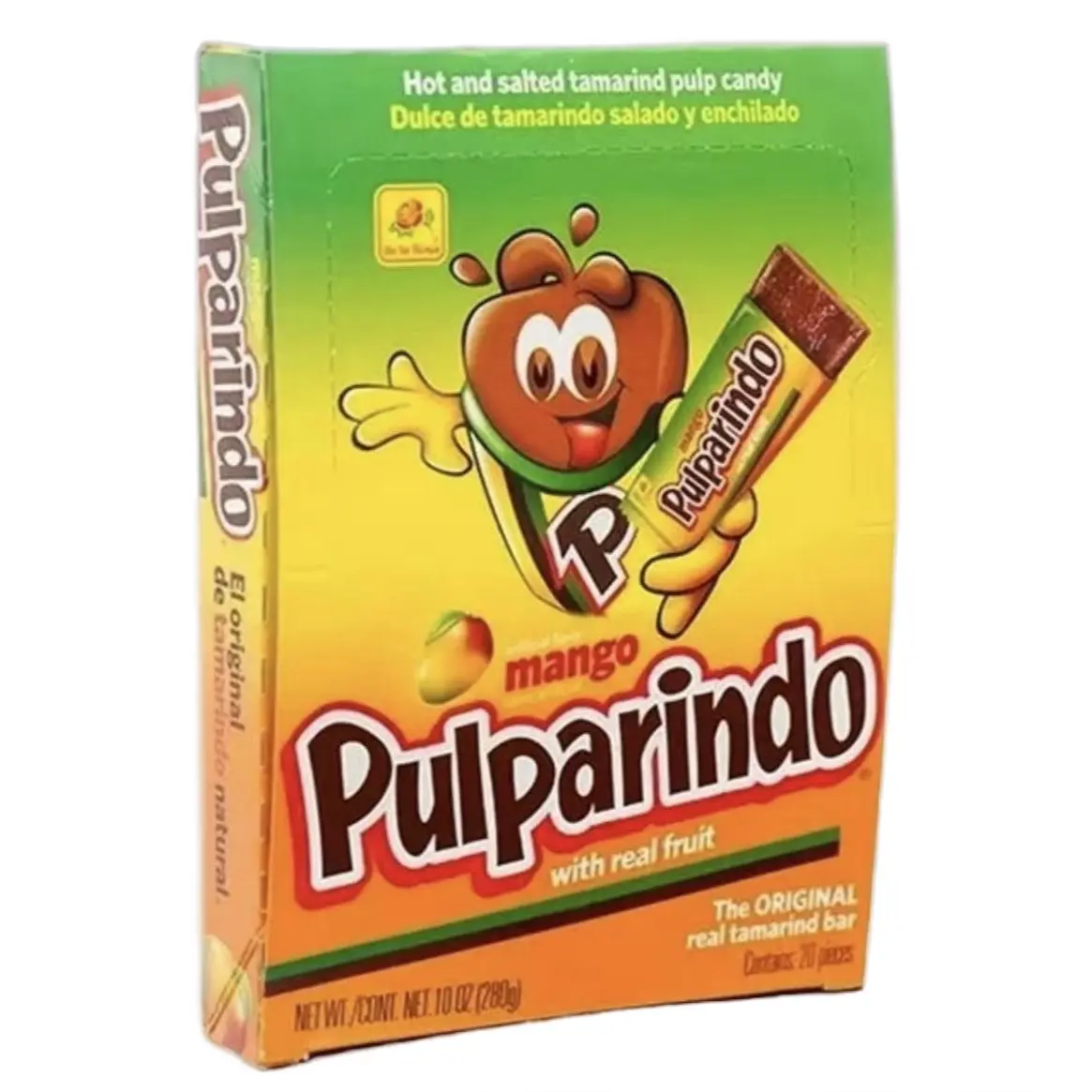 Pulparindo Tamarind Candy Mango Flavor 20 Pieces Hot and Salted Pulp Sweet Snack fruit fruits candies mexican dulces Tangy Bonbon