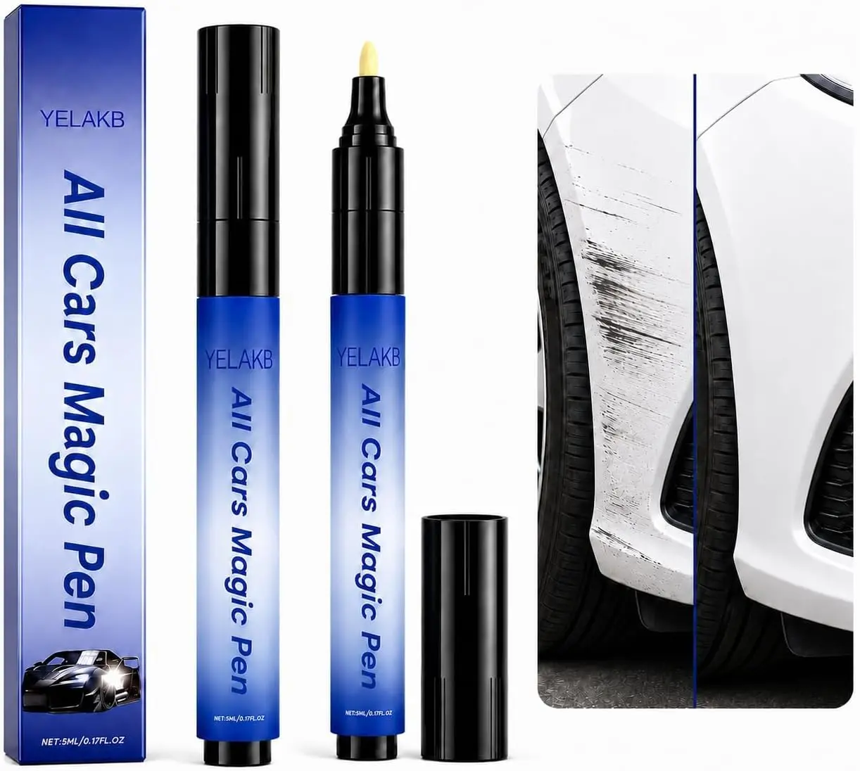 2PCS Magic Car Scratch Removal Pen, Car Scratch Remover Pen, Quick Paint Scratch Repair Pen, Waterproof & Sunproof Touch Up Pen for All Vehicles & Most Colors Clear