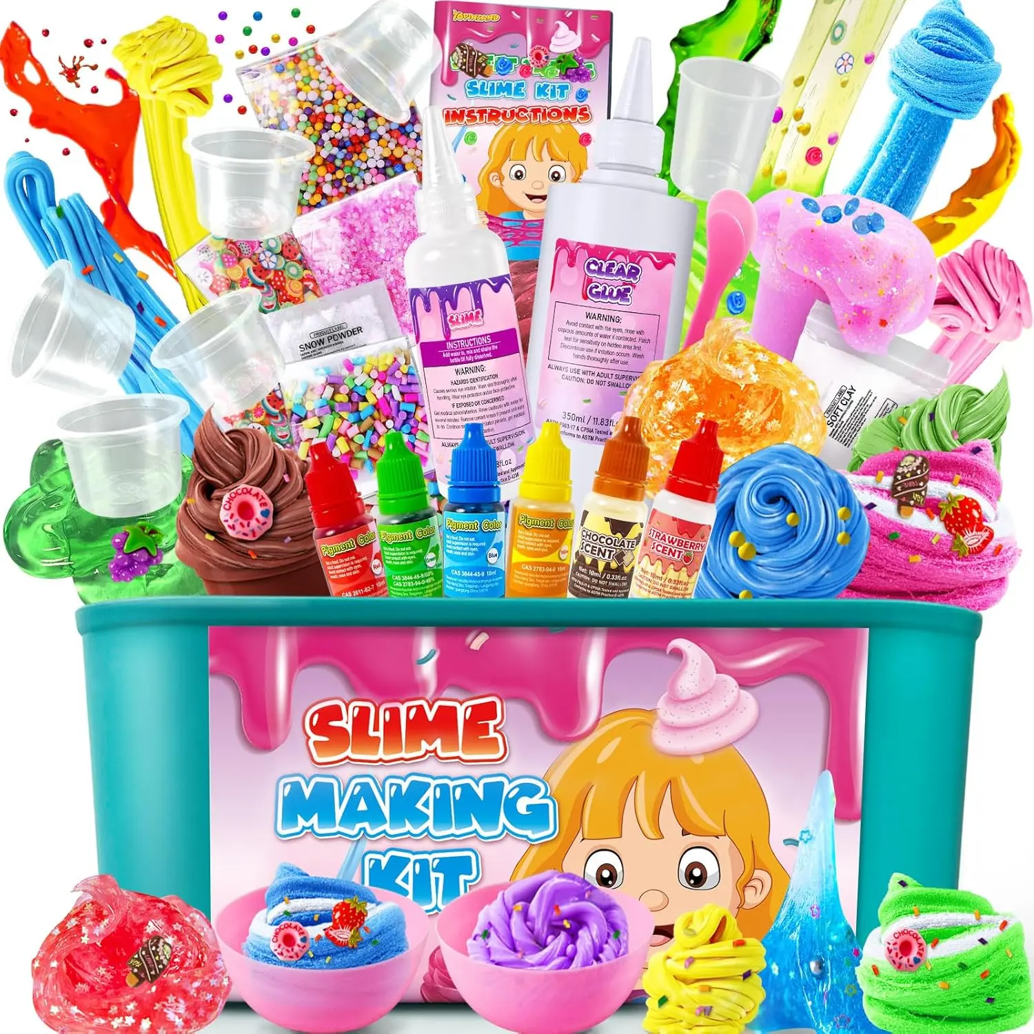 Mother's Day Gift Ice Cream DIY Slime Kit for Girls, Glimmer Crunchy, Confetti Slime Making Kit for Girls, Butter, Foam, Cloud Slime with Add-ins, Foam Balls, Charms, Party Favors Gift Toys for Kids 6-12