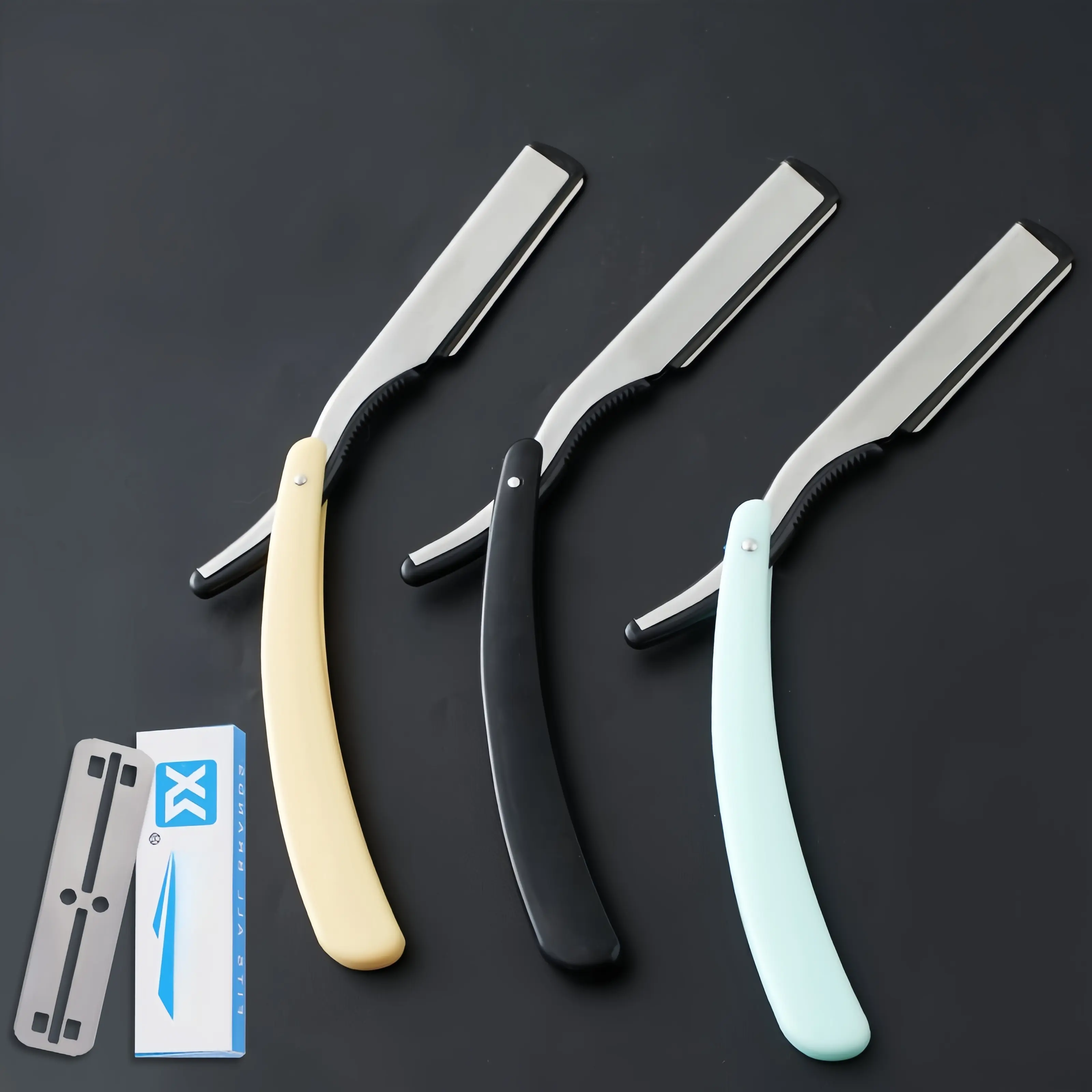 Vintage Durable Stainless Steel Safety Razor - Foldable, Unscented, Non-Slip Straight Edge with 10 Replacement Blades, Unisex for Home & Barber Shop Grooming (Beauty & Personal Care, Men's Care Razor), Durability Blue