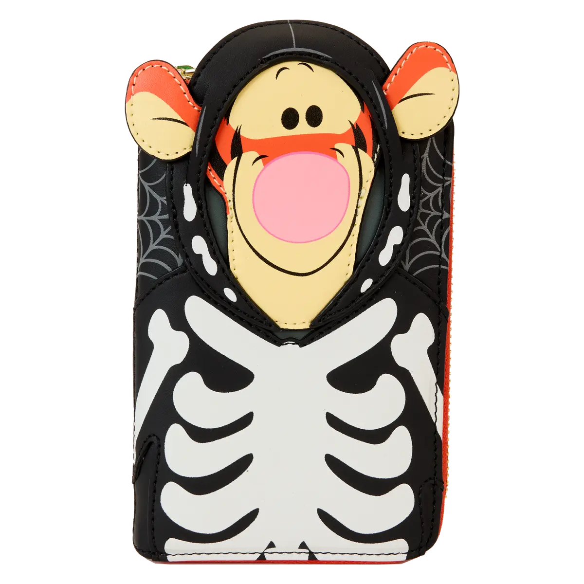 Winnie The Pooh Wallet for Women, Trendy Tigger Skeleton Cosplay Animated Vegan Leather Zip Around Wallet, Glow-in-the-Dark, Cute Zipper Wallet, Trendy Wallet
