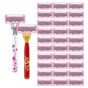 Manual Razor Set for Men and Women, Shaving Razors, 2 Handles, 30 Replacement Blades, Precision Stainless Steel, Advanced Shaving System, All Skin Types