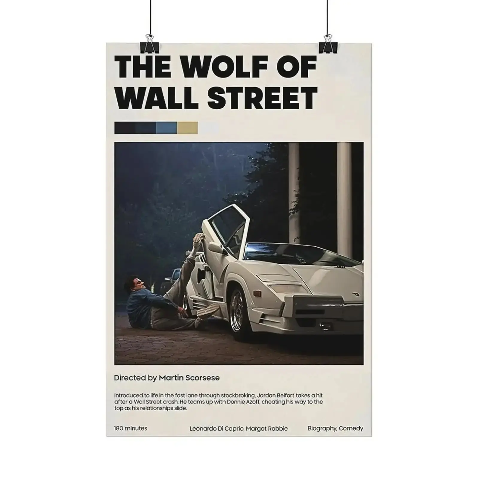 The Wolf of Wall Street Retro Vintage Classic Movie Poster Canvas Wall Art - Print Design, Indoor Home Room Decor Decoration for Living Room, Ideal for Cinema Fans