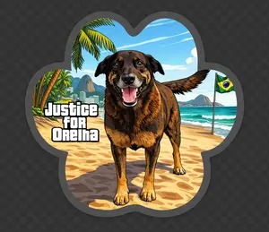 ORELHA! WE WONT FORGET: Paw shaped sticker