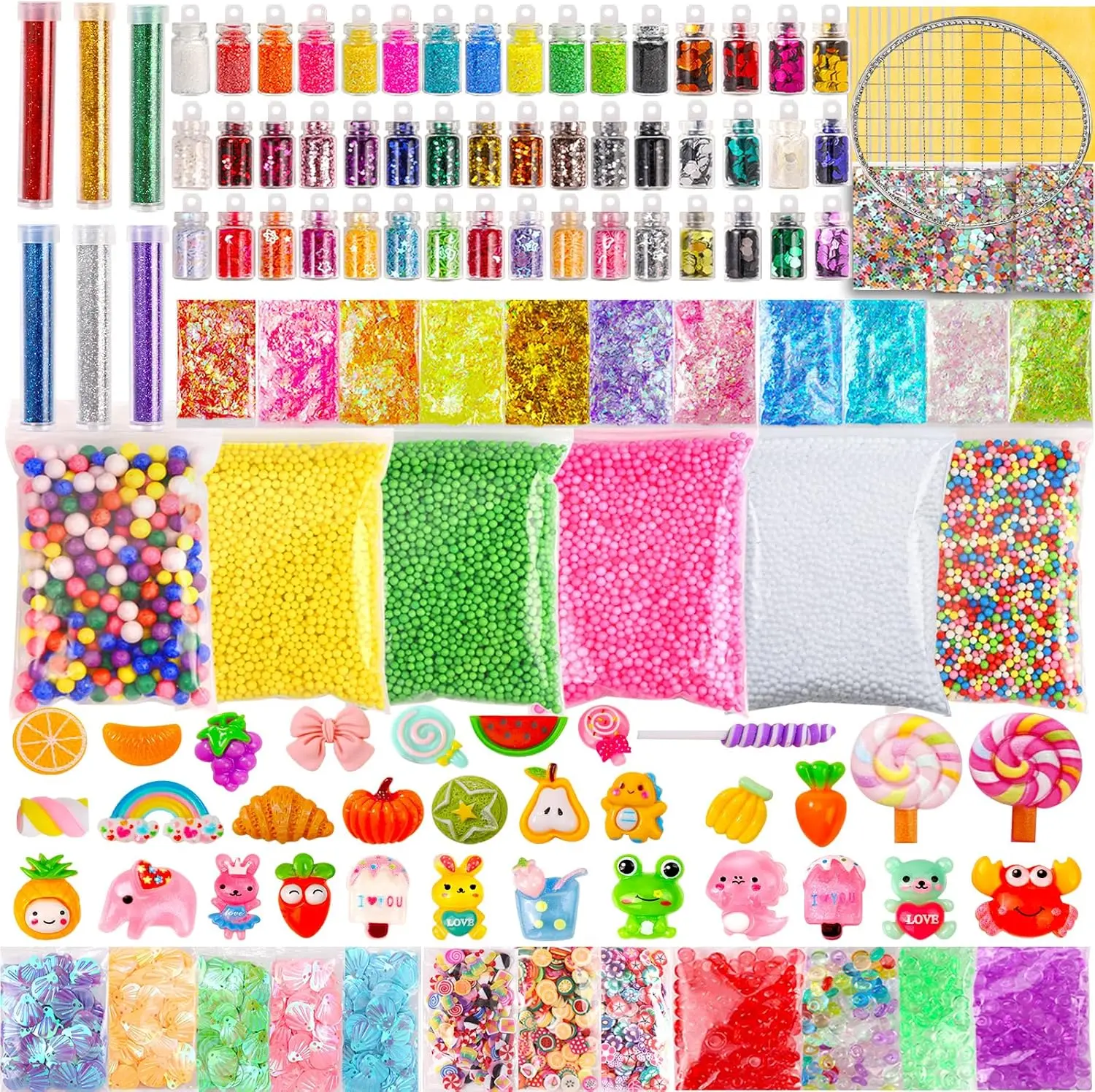 Halloween Fall Gift Slime Making Kit Supplies, 163 Pack Slime Mix Ins Accessories Slime Add Ins Foam Glitter Slimes Charm Bulk Fishbowl Beads Containers for Slimes Making Coloring and Party Decorations