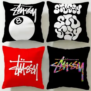 fashion brand Stussy Cushion Cover Ultra-Soft Reversible Plush Pillow Cover | Double-sided fluffy comfort for car, sofa, bedroom | Skin-friendly fabric | Easy clean & maintain | Stylish home decor | Perfect gift for family & friends
