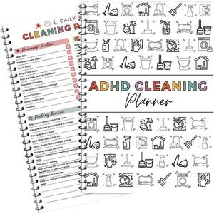 Household Cleaning Planner and Checklist Organizer, Daily Weekly Monthly Home Cleaning Schedule Notebook, Editable Templates for DIY Home Improvement