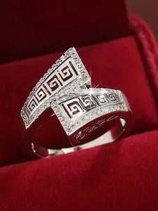 1 PC Fashion Cubic Zirconia Pave Engagement Ring For Women For Wedding Engagement Anniversary Party Jewelry Cubic Zirconia Rings Valentine's Day Gift