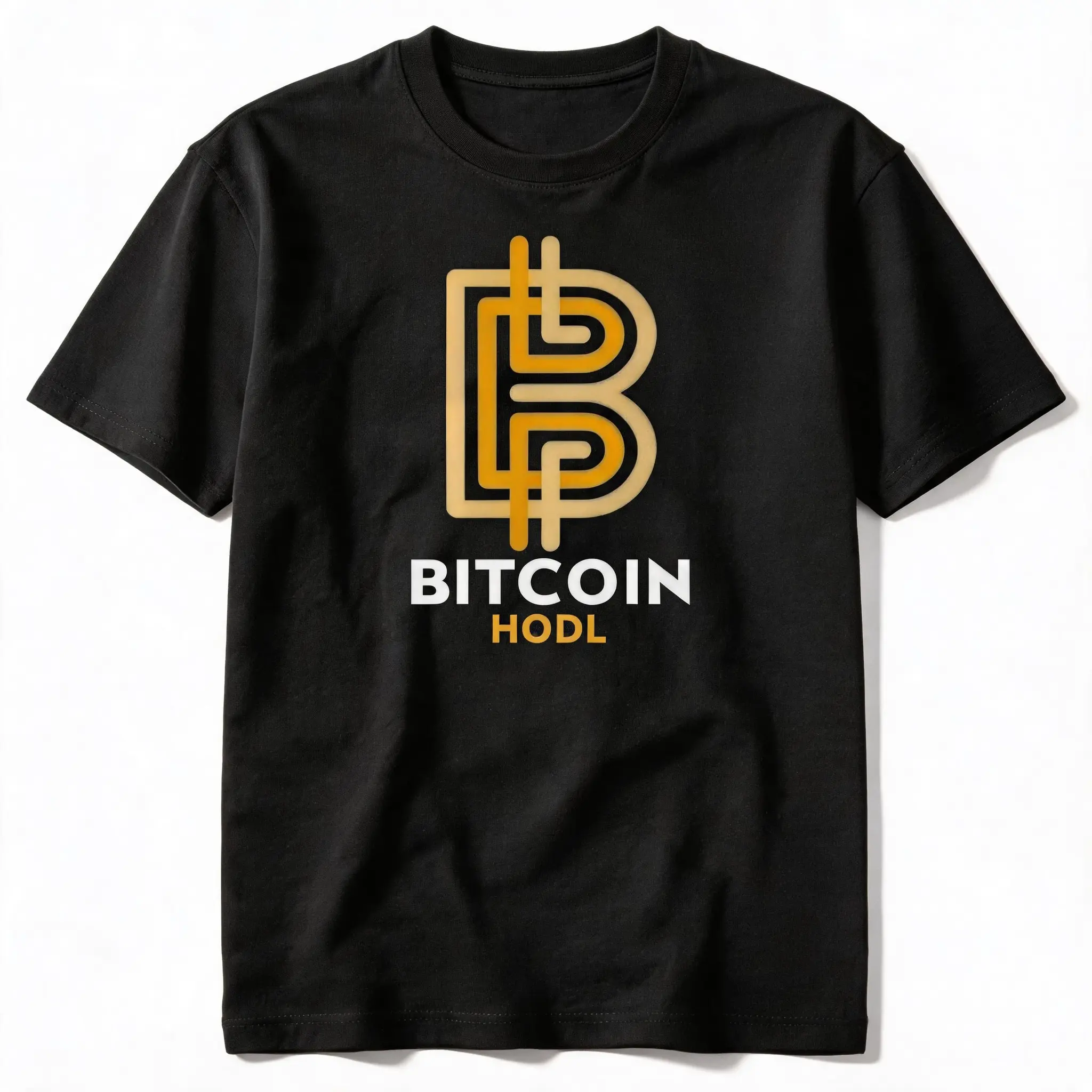 Geometric Bitcoin HODL Logo Graphic T-Shirt Crypto BTC Investor Unisex Cotton Short Sleeve Casual Tee Cryptocurrency Trader Gift Top