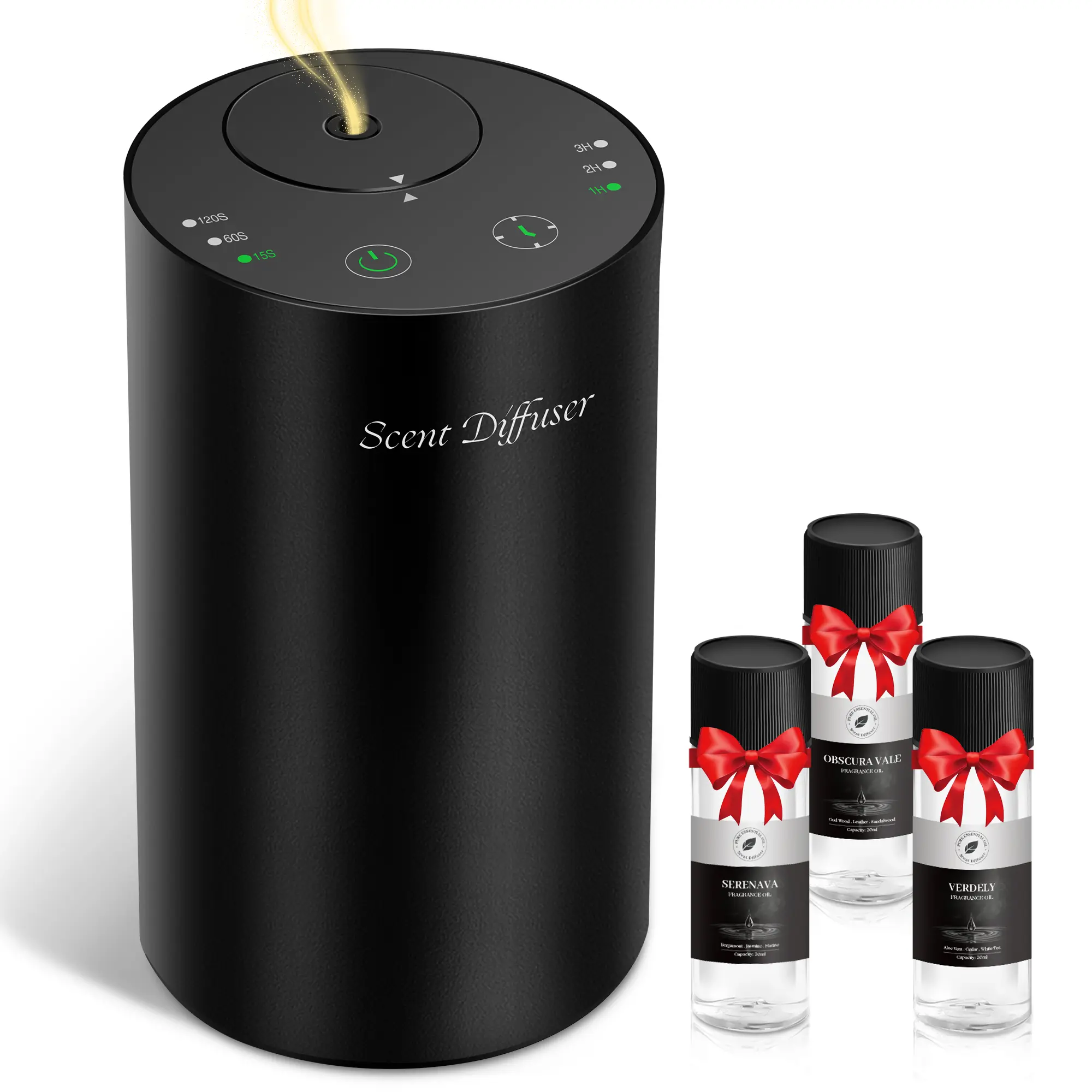 Scentdinbor Fragrance Waterless Essential Oil Hotel Collection Diffuser with Button,Premium Aluminum Alloy,20mL Capacity, 500-700 Sq Ft Coverage,Scent Air Machine for Home Included 3 Pure Plant Scented Oils,4.25in, Mini Model