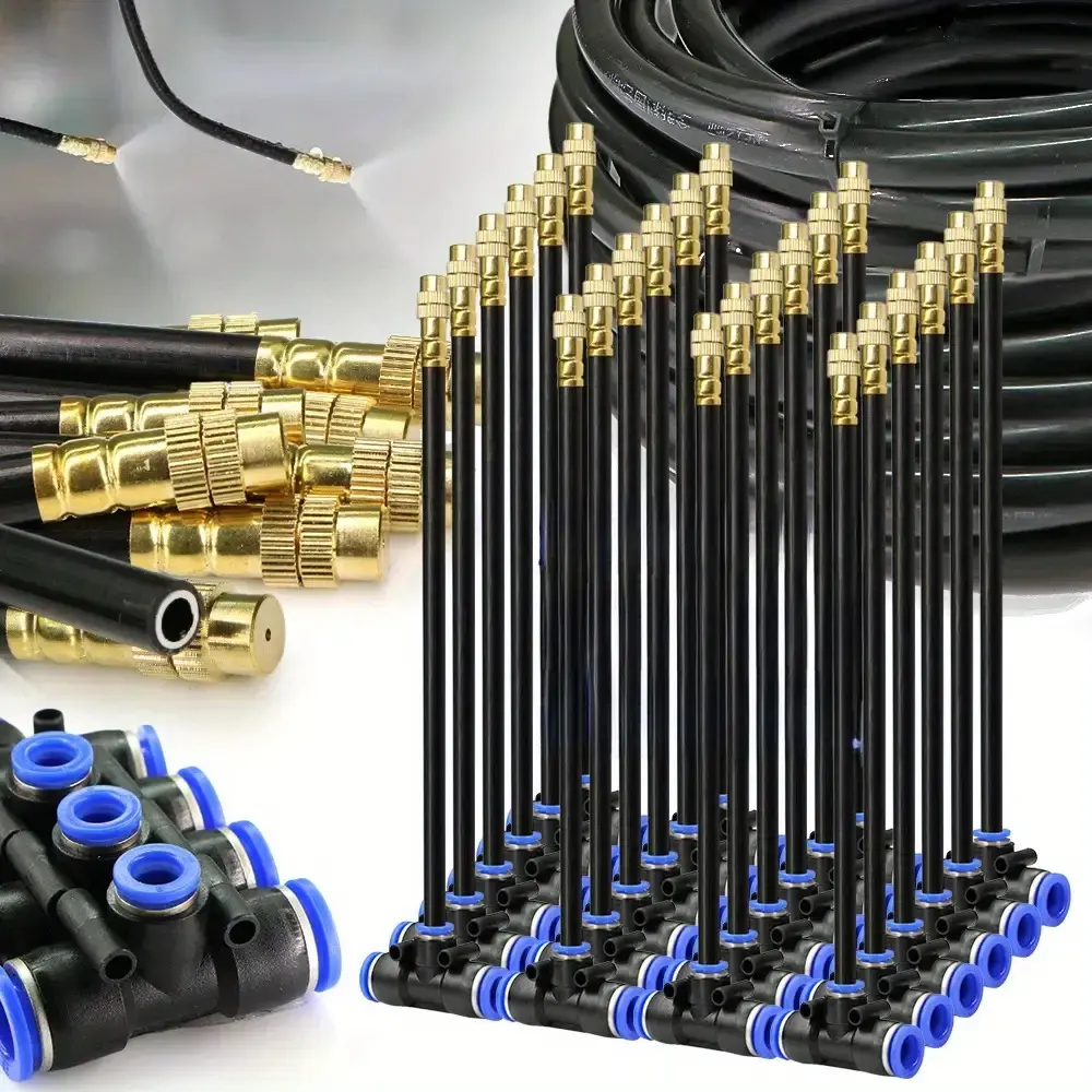 [Heavy-Duty | 360 °   Free-Bend] 5/10/20-Pack Heavy-Duty 360 °   Free-Bend Misting Nozzles |   Brass & Plastic Construction, Leak-Proof Quick Connect/Release for Cooling Systems, Gardening, Industrial Irrigation |   Compatible with 12mm PE/PU/PVC/Nylon Ho