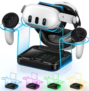 Charging Dock for VR 3S/3/2 Headset with LED Indicator, VR 3 Headset Accessories Incl. Fast Charging Station, VR 3S Charger Adapter, 4x1100mAh Rechargeable Batteries