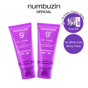 [numbuzin official shop] No.9 Sunscreen | NAD+ BIO Super Defense Glow Sunscreen | Broad Spectrum SPF 50 | Glowing, Moisturizing, Natural Finish | Korean Skincare, Glass Skin | Peptides, Collagen, NAD | 1.69 fl. oz.