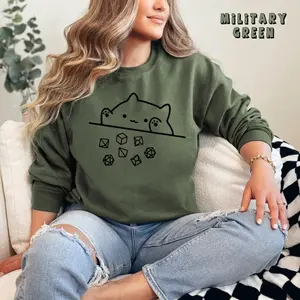 Cat Throwing Dice Sweatshirt, DnD Crewneck, Dungeons and Dragons Sweater, Dungeon Master Sweatshirt, Tabletop Games Sweatshirt, Role Playing