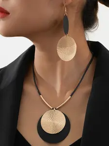 Boho Vintage Disc Necklace Earrings Set for Women, Layered Stackable, Versatile Holiday Gift, Trendy Female Jewelry