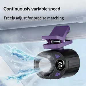 [Crazy Grab] 2026 Car Fan with LED Display - 360° Rotation,  USB Charging, Clips, (1800 mAh Battery)