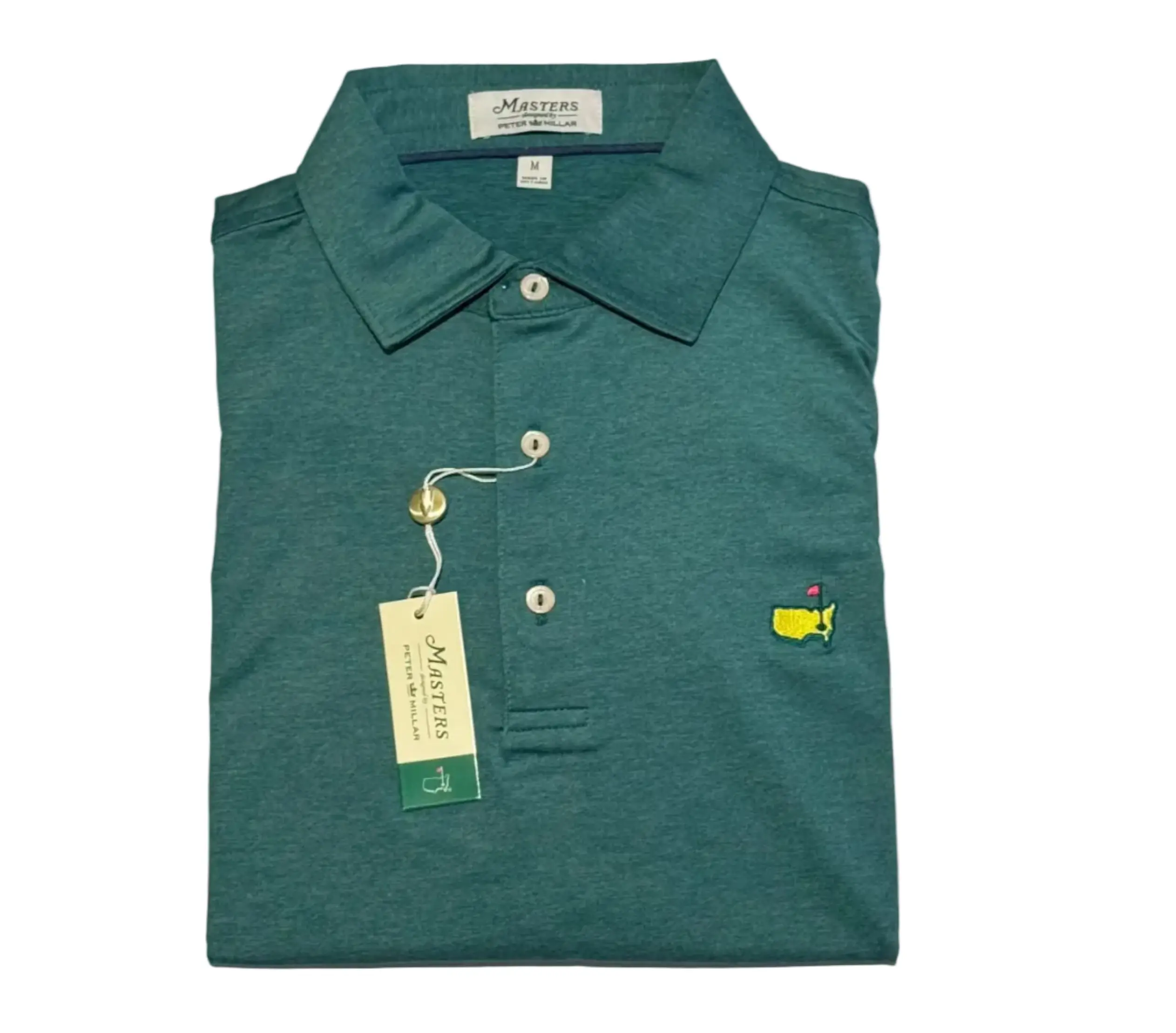 Masters Peter Millar Menswear Classic Athletic Casual Short-Sleeve Green Golf Polo Shirt - Size Medium