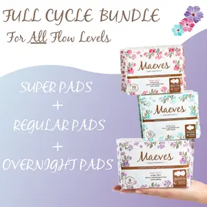 BOGO | Buy One Get One Free Offer | 60ct | Regular + Super + Overnight Pads, All 3 Sizes, Organic, Moisture Sensitive, High Absorbency, Chemical Free, Ultra-Thin
