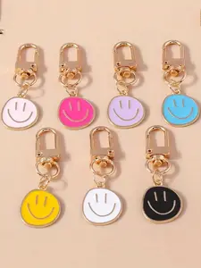 7pcs Cartoon Smiley Face Keychains, Keychain Set, Zinc Alloy, Perfect Gifts For Friends, Party Supplies, Suitable For Smiley Face Car Accessories, Bag Accessories, DIY Handmade Decoration Accessories, College Gothic Style, Keychain For Bags