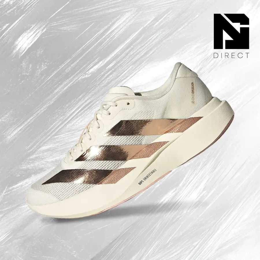 adidas Adizero Evo SL Metallic Stripes Off White Copper – Men's Lifestyle Sneakers – shoes for man -Vintage-Spring & Summer-Inspired Running Shoes, Shock-Absorbing Comfort, Gym to Streetwear Casual Wear—back to school—KK1950