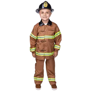Tan Fire Fighter Costume - Kids Firefighter Role Play Outfit with Helmet, Jacket, Pants & Suspenders - Boys & Girls Fireman Dress-Up Costume for Halloween, Pretend Play & Party Fun