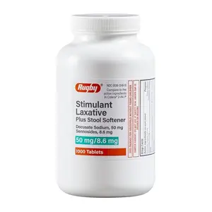 Rugby Stimulant Laxative Stool Softener - 1000 Tablets Constipation Relief Digestive Health