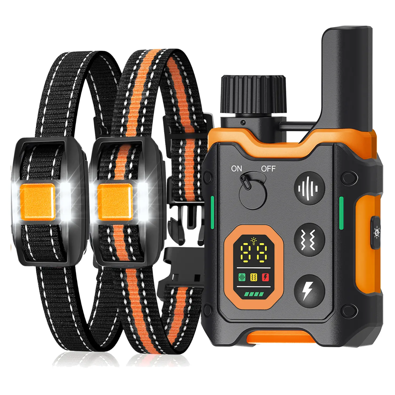 Remote Control LED Dog Training Collar (Single/Pair Option) - 3300ft Range, Rechargeable, Adjustable Nylon Strap, Static Shock, Vibration & Sound Modes, Waterproof, For 5-150lbs Small to Large Dogs, With Night Lights
