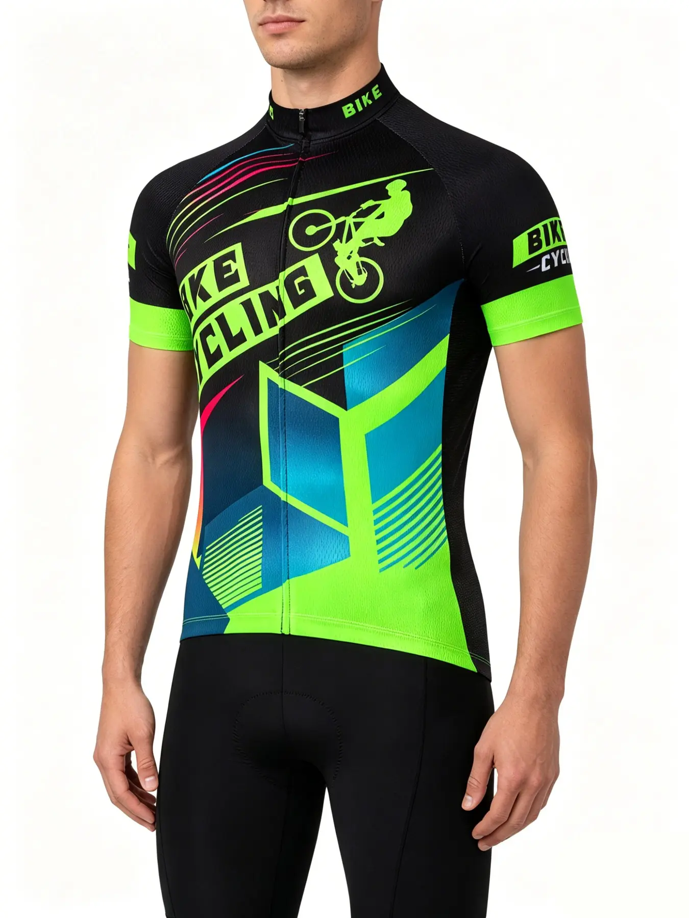 Men's Cycling Jersey, Short Sleeve Bike Shirt with 3 Back Pockets, Digital Print, Slim Fit, All Season, Sporty Style, Outdoor Riding, Cycling Sports Wear