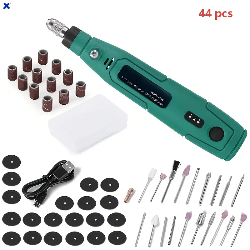 3.7V USB Rechargeable Mini Cordless Rotary Tool Kit, 3 Adjustable Speeds 44Pcs Accessories for Sanding, Polishing, Drilling, Etching, Engraving & DIY Crafts