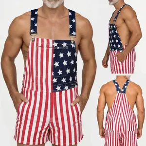 Stylish American Flag Overalls for Men and Women, Soft Stretchy Bib Pants for Summer Streetwear, Independence Day Festivals, National Holiday Gatherings, and Casual Vacation Outfits