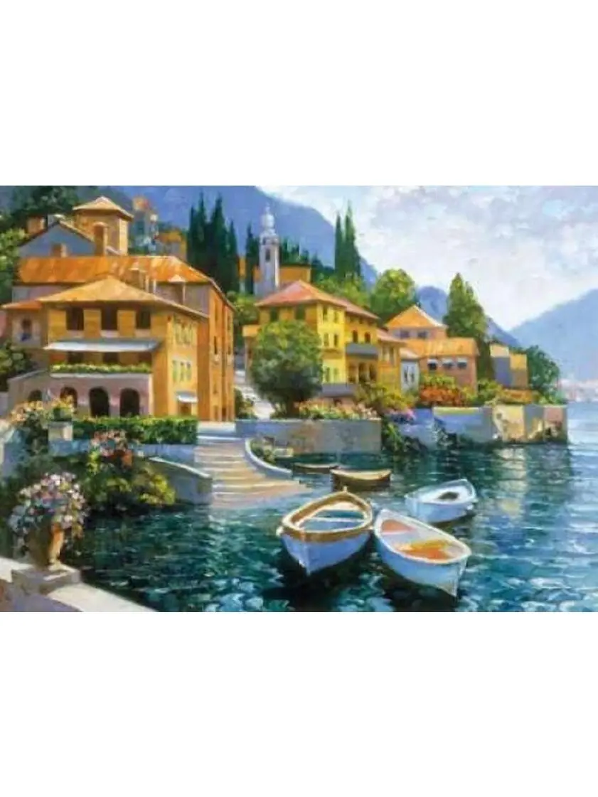 212 MAIN Howard Behrens Lake Como Landing Large Printed Lake Scene Landscape Wall Art Poster (20x28) - Image Conscious PDXB2697DLARGE, Home Decor, Room Wall Accent