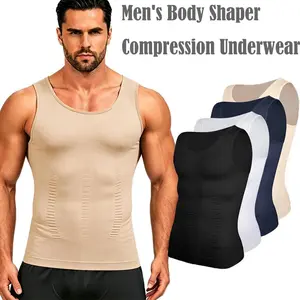 1/2 Pack Men Body Shaper Chest Compression Shirts Tummy Control Shapewear Abdomen Waist Trainer Tank Tops Body Trainer