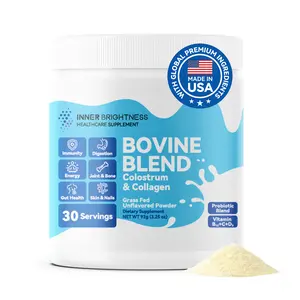 Bovine Colostrum & Collagen Powder for Gut Health, Immune Support, Hair Growth & Beauty Supplement, Sugar Free – IgG, Probiotics, Vitamin B12, C, D3 – Unflavored, 30 Servings collagen  peptide  powder
