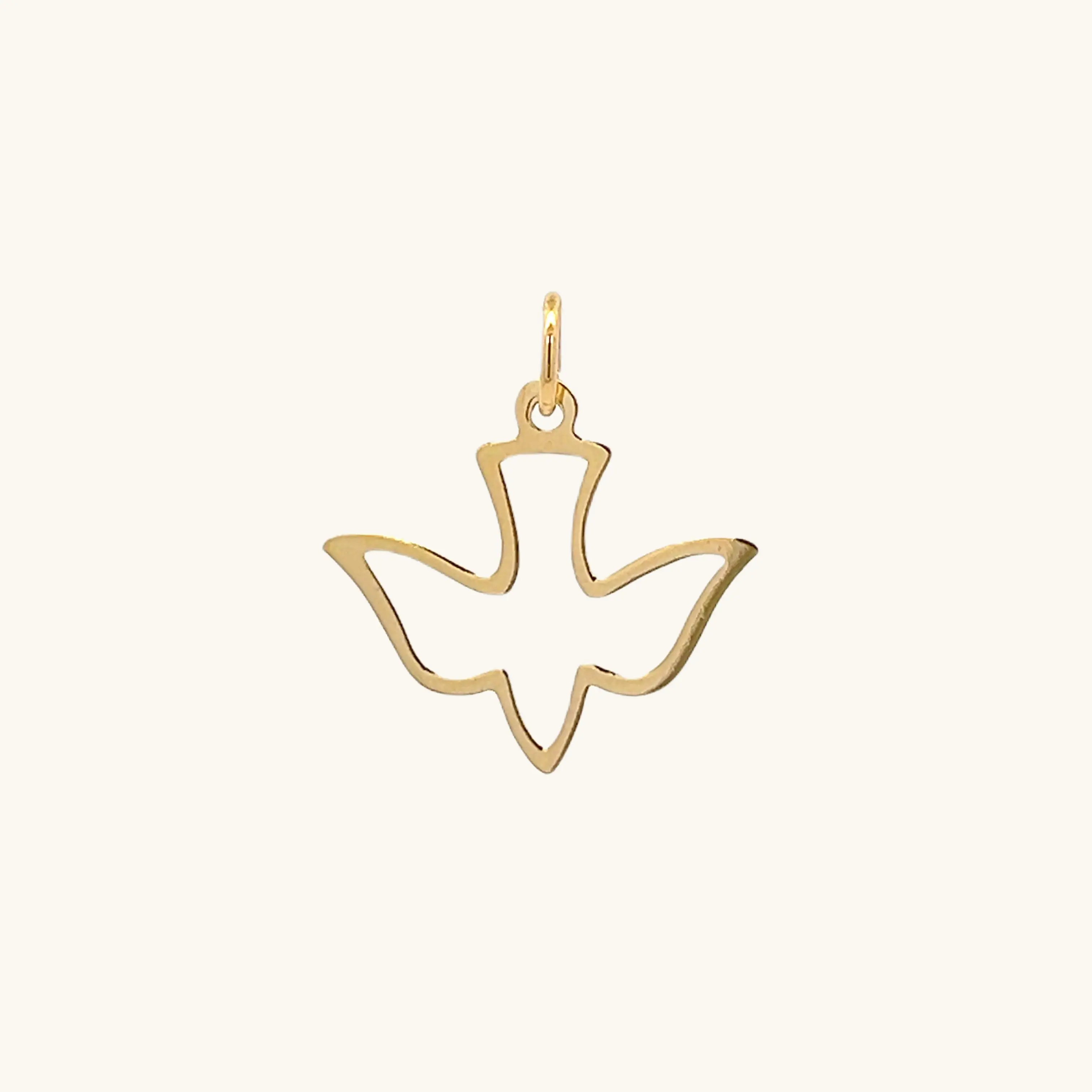 SOLID 14K YELLOW GOLD PIERCED HOLY SPIRIT CHARM PENDANT