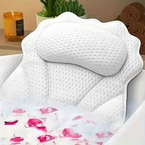 Luxury Bath Pillow, Ergonomic Bathtub Pillow, Head Neck Shoulder Back Support, 4D Bath Pillow, 6 Strong Suction Cups, Bathroom Decor Supplies, Bath Tub Accessories