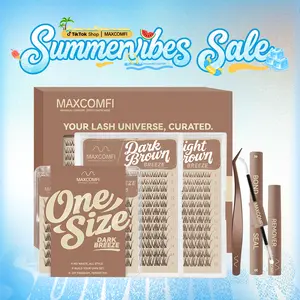 MaxComfi Brown Breeze Spider Individual Eyelashes, DD-Curl DIY Lash Clusters, Super Soft Thin Band, Waterproof Long-Lasting, Beginner-Friendly Daily Wear False Lashes for Flawless Voluminous Look, Individual Lashes Summervibes