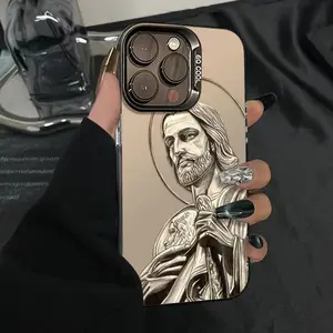 Jesus Pattern Case for iPhone 17 Pro Max 16 Plus 15 14 13 12 11 Air E Shockproof Anti-Scratch Durable PC Back Protective Cover Gifts for Women Men Girls Boys
