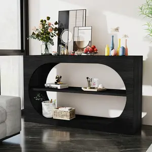 55 Inch Entryway Console with Storage, 3 Tier Farmhouse Style Narrow Shelf Sofa Table, Affordable Coffee Table for Entryways, Hallways, Living Rooms, Modern Furniture